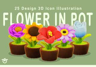 Flower in Pot 3D Assets