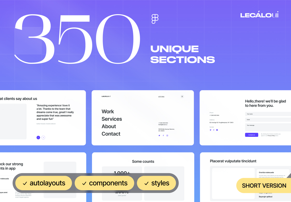 Desktop Wireframe Kit – 350 unique sections