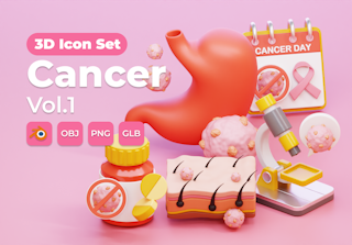 Cancer Vol1 3D Icons Set