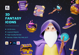 3D Fantasy Icon Set