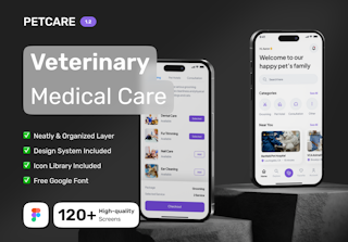 Petcare - Veterinary Medical Care App UI Kit