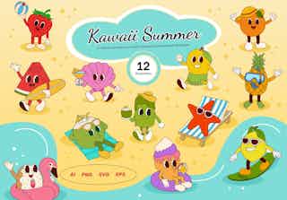 Kawaii Summer Illustration Set