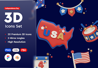 Independence Day 3D Icons Set