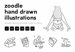 450 Zoodle Hand Drawn Illustrations