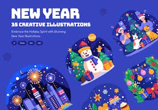 Happy New Year Illustration Pack