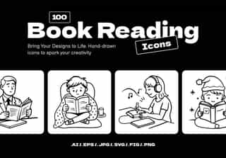 Book Reading Doodle Icons