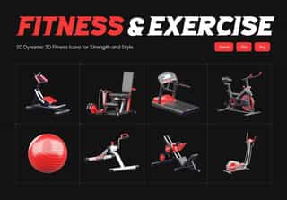 3D Fitness and Exercise Icons