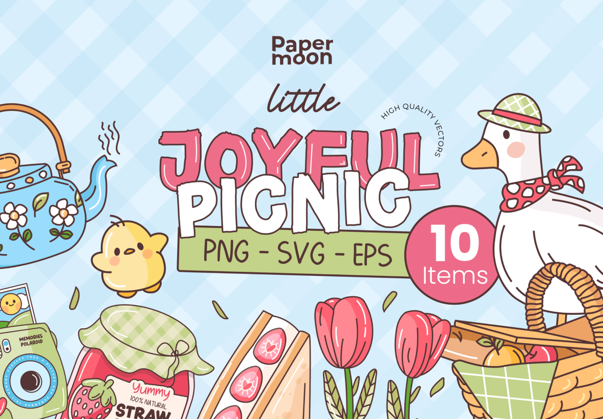 Joyful Picnic 10 Illustration Set