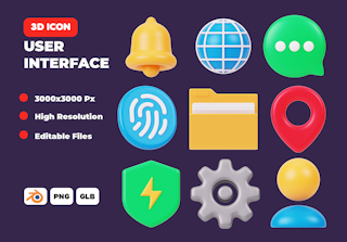 User Interface Essential 3D Icon Pack