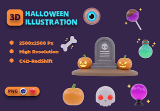 Halloween 3D Illustration Pack