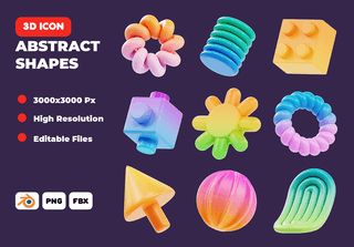 Abstract Shapes 3D Icon Set