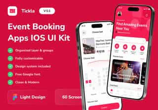 Tickla - Event Booking Ticket Mobile App UI Kit