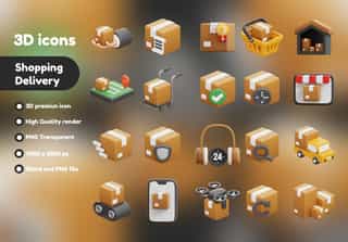 Shopping Delivery 3D Icons