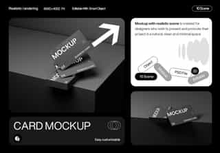 Minimalist Black Business Card Mockup Template