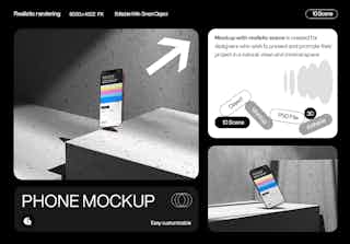 Realistic Smartphone Mockup with Gradient Screen on Concrete Background