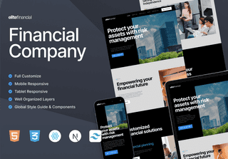 Elitefinancial - Fintech HTML + React + Tailwind