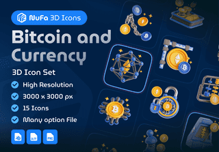 Bitcoin and Currency 3D Icon set