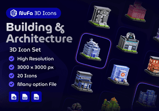 Building & Architecture 3D Icon Set