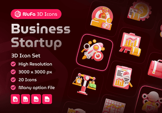 Business Startup 3D Icon Set