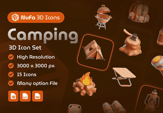 Camping 3D Icon Set