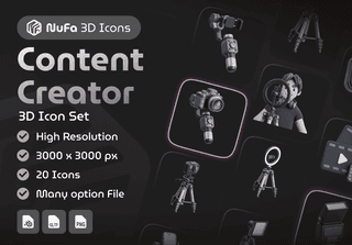 Content Creator 3D Icon Set