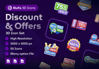 Discount & Offers 3D Icon Set