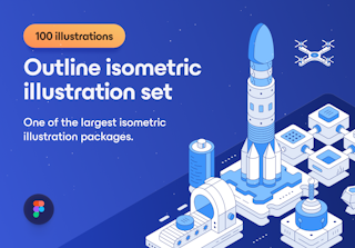 Outline Isometric Illustration Set for Figma