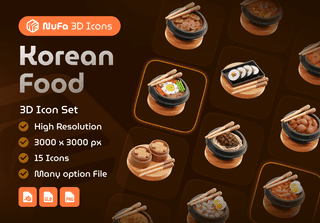 Korean Food 3D Icon Set