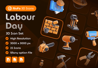 Labour Day 3D Icon Set