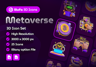 3D Metaverse Icon Set