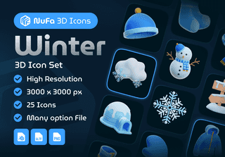 3D Winter Icon Set