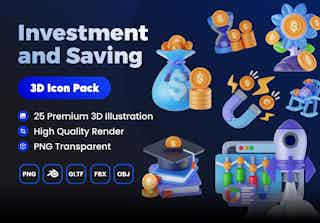 Investment and Saving 3D Asset