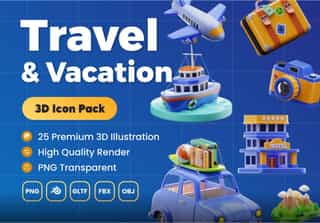 Travel and Vacation 3D Illustrations