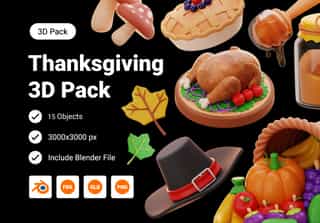 Thanksgiving & Autumn 3D Illustration