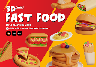 Fast Food 3D Icon Set