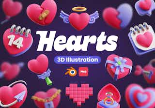 Hearts 3D Icons