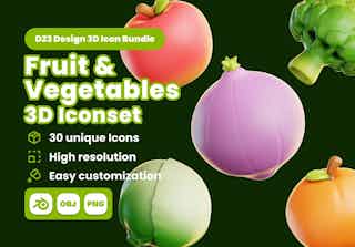 Fruit and Vegetables 3D Illustration Pack