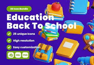 Education Back To School 3D Illustration Pack