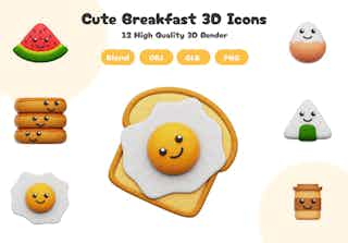 Cute Breakfast 3D Icons