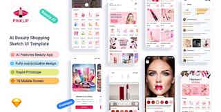 Pinklip – AI Beauty Shopping Sketch UI Template