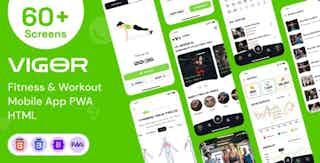 Fitness & Gym Workout Mobile App PWA HTML Template - Vigor