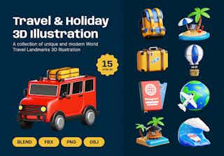Travel And Holiday 3D Illustration