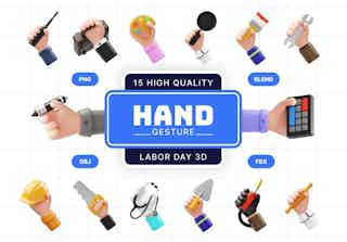 Hand Gesture Labor Day 3D Icon