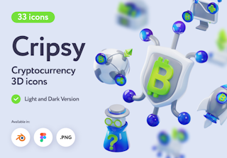 Cripsy Cryptocurrency 3D Icons