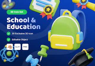 School & Education 3D Icon Set
