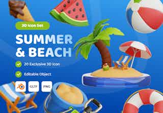 Summer & Beach 3D Icon Set