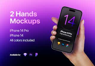 iPhone 14 Pro & iPhone 14 - 2 Hands Mockups