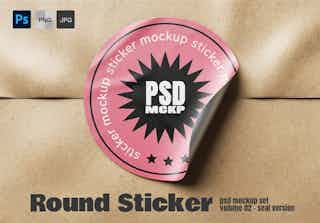 Round Sticker Label PSD Mockup Set - Seal Edition