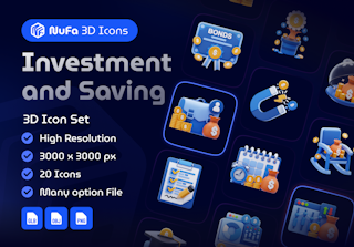 Investment and Saving 3D icon set