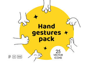 Hand gestures pack - drawn illustrations